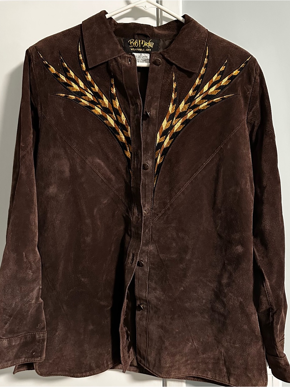 Bob Mackie Brown Suede Jacket with Gold & Black Embroidered Accents